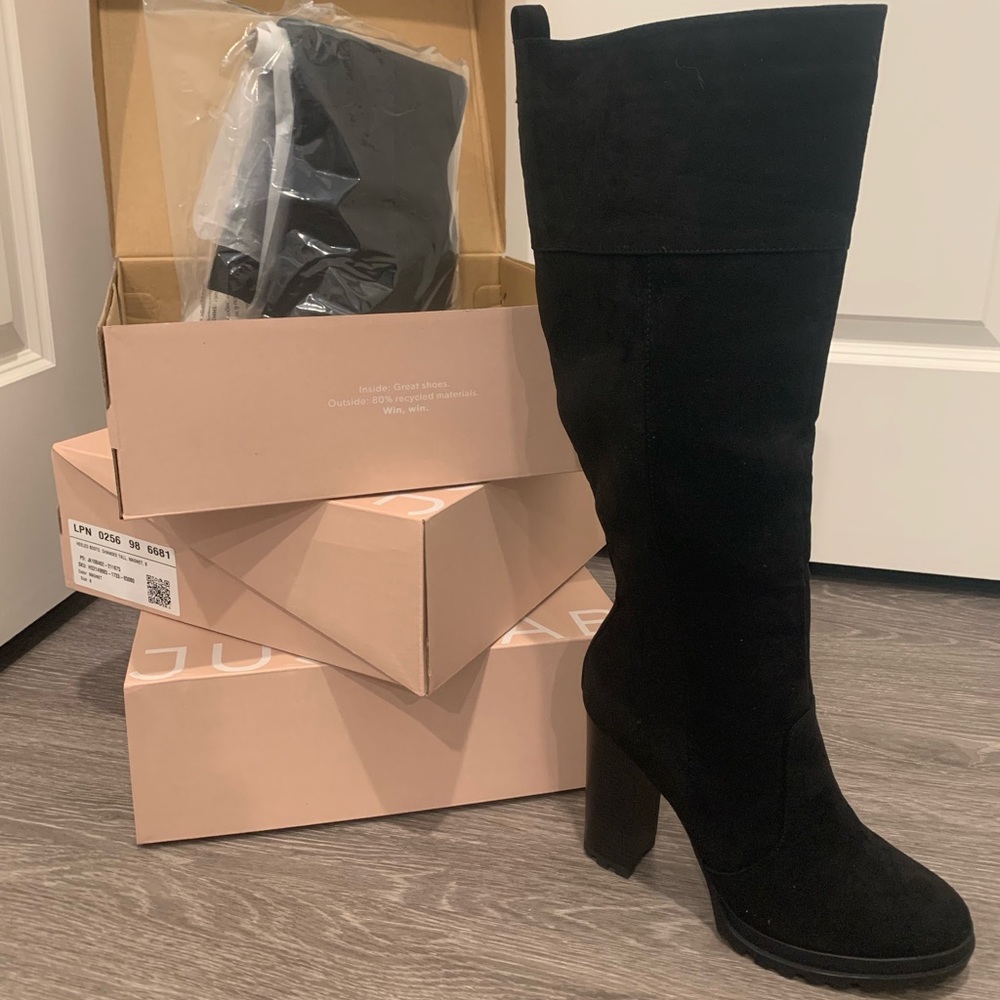 Brand new JustFab tall knee high boots in black